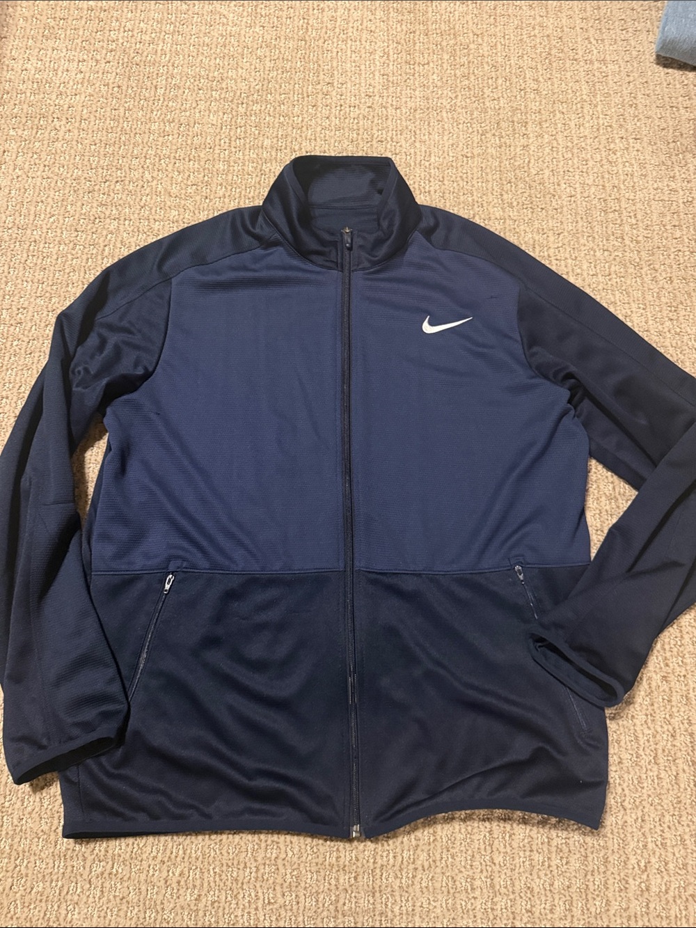 Men’s Nike Dri Fit navy full zip jacket lightweight sz Large